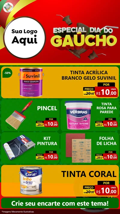 Modelo de TV para TV Vertical com o tema Especial Dia do Gaúcho para Tintas e Ferramentas