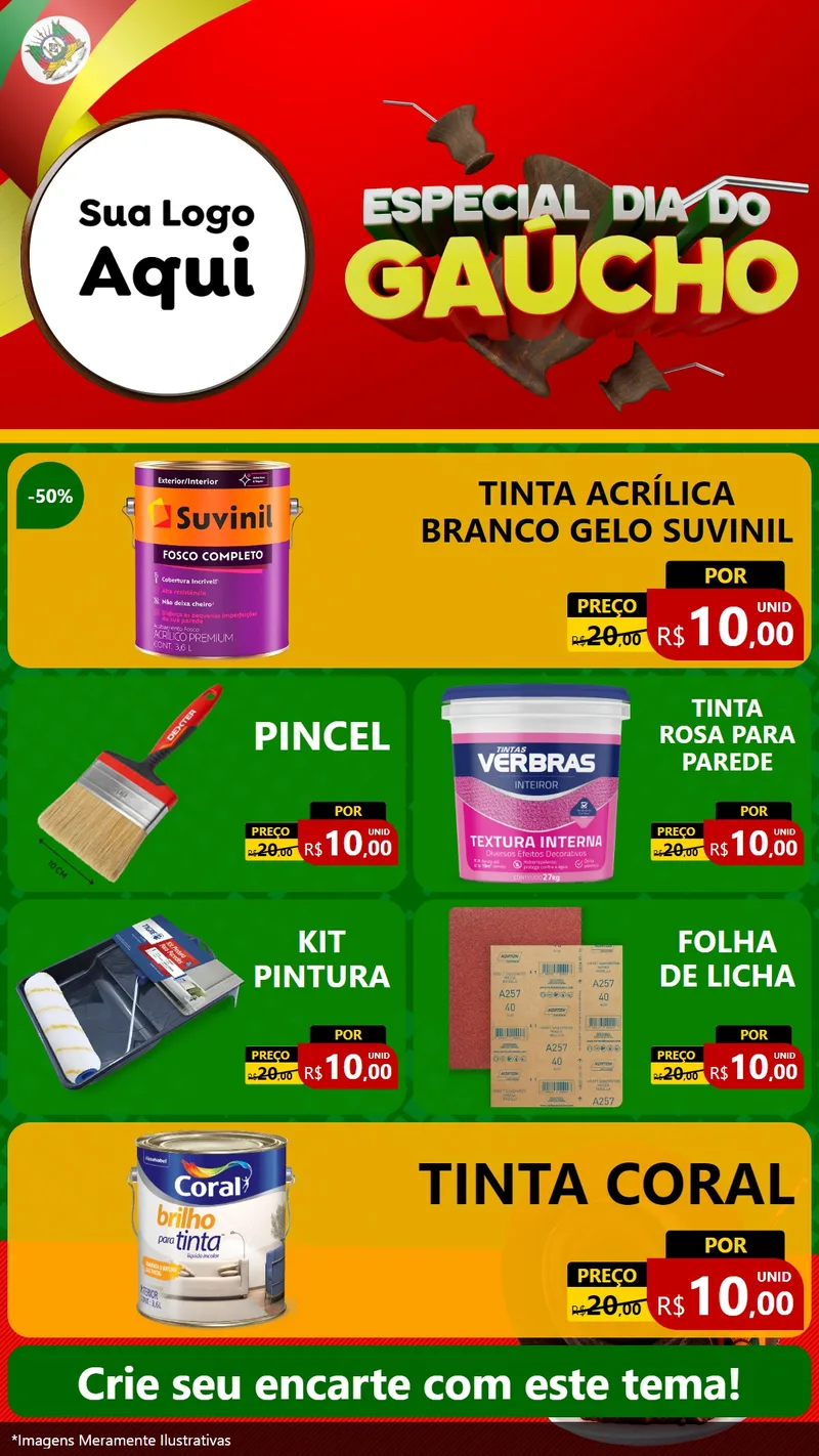 Modelo de TV para TV Vertical com o tema Especial Dia do Gaúcho para Tintas e Ferramentas