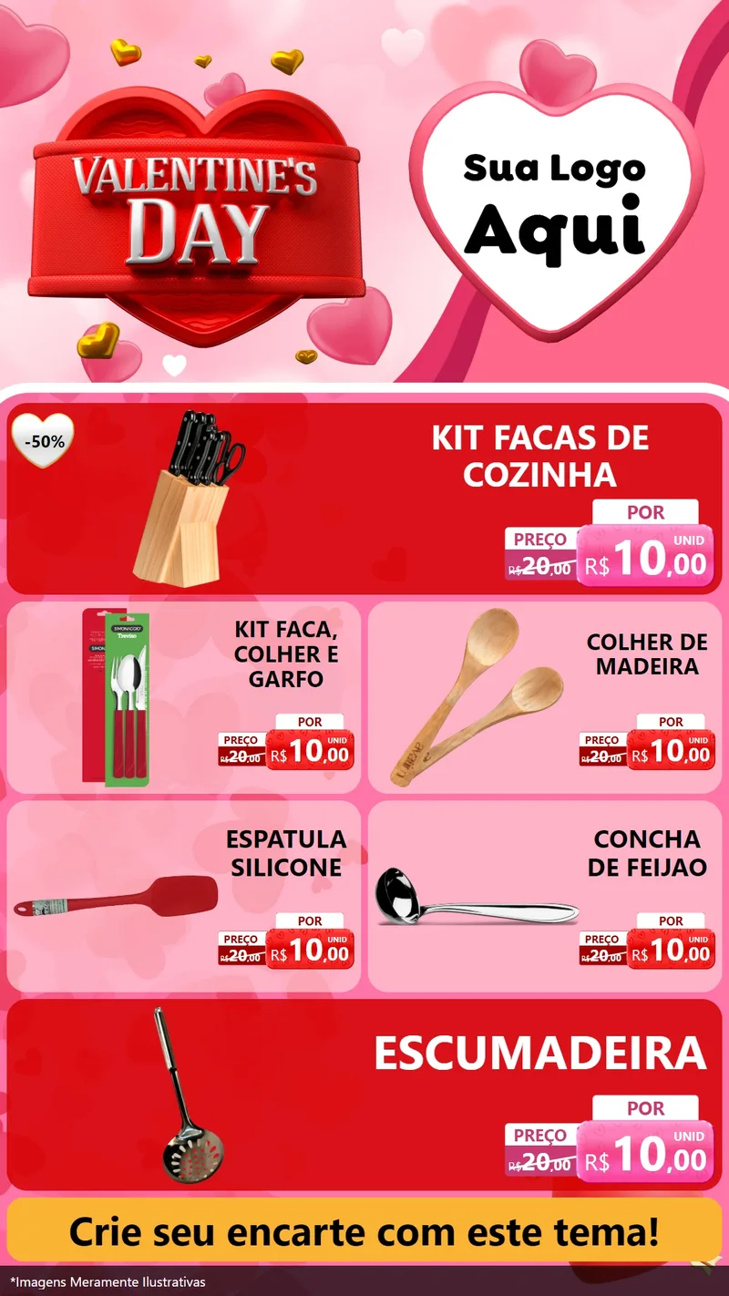 Modelo de TV para TV Vertical com o tema Valentine's Day para Utilidades Domésticas