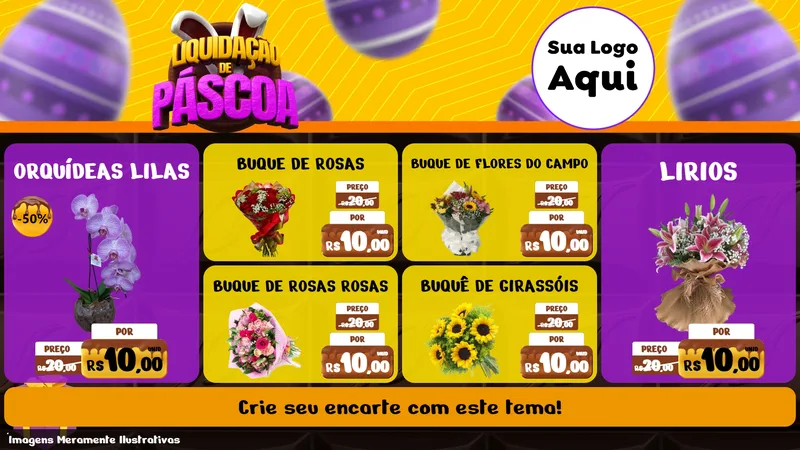 Modelo de TV para TV Horizontal com o tema Liquidação de Páscoa para Floricultura e jardim