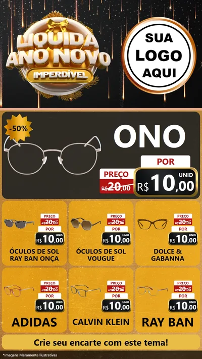 Modelo de Rede Social para Stories com o tema Liquida Ano Novo Imperdível para Óticas