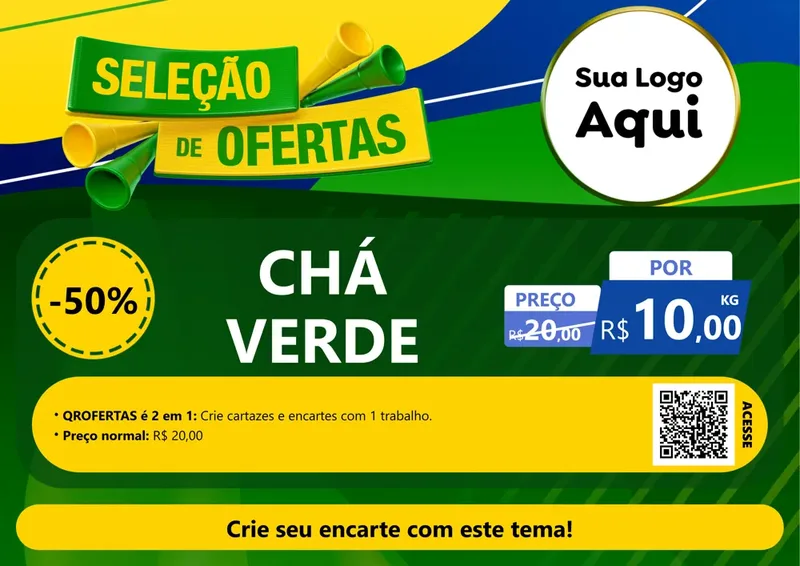 Modelo de Cartaz para Cartaz A4 Horizontal com o tema Seleção de Ofertas - Copa para Produtos Naturais
