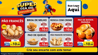Modelo de TV para TV Horizontal com o tema Super Dia do Consumidor para Padaria