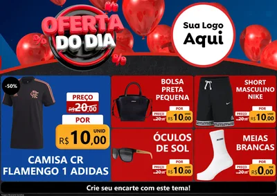 Modelo de Encarte para Encarte A4 Horizontal com o tema Oferta do Dia para Roupas e acessórios