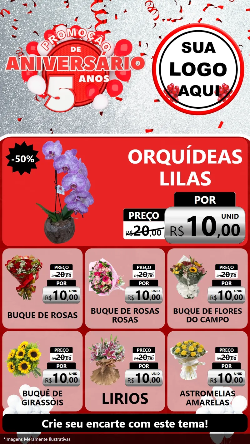 Modelo de Rede Social para Stories com o tema Promoção de Aniversário - 5 Anos para Floricultura e jardim