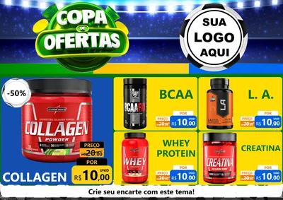 Modelo de Encarte para Encarte A4 Horizontal com o tema Copa de Ofertas para Suplementos alimentares