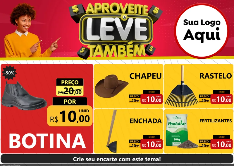 Modelo de Encarte para Encarte A4 Horizontal com o tema Aproveite e Leve Também para Agropecuária