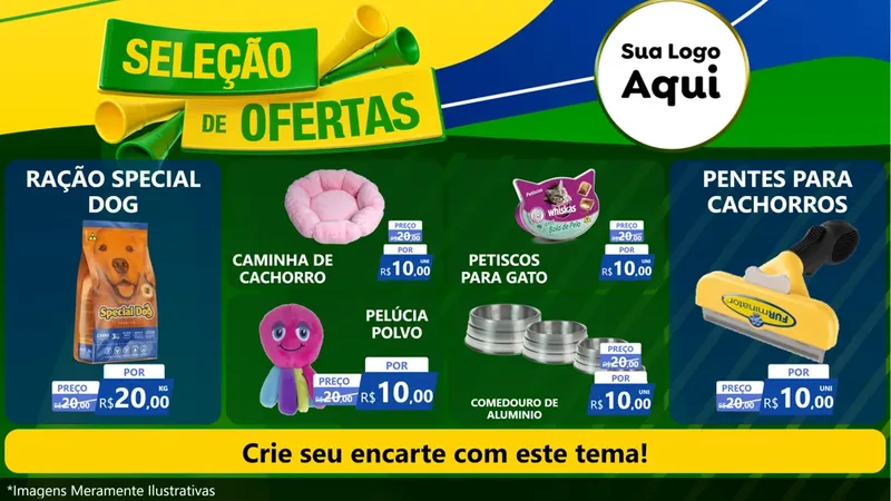 Modelo de TV para TV Horizontal com o tema Seleção de Ofertas - Copa para Pet Shop