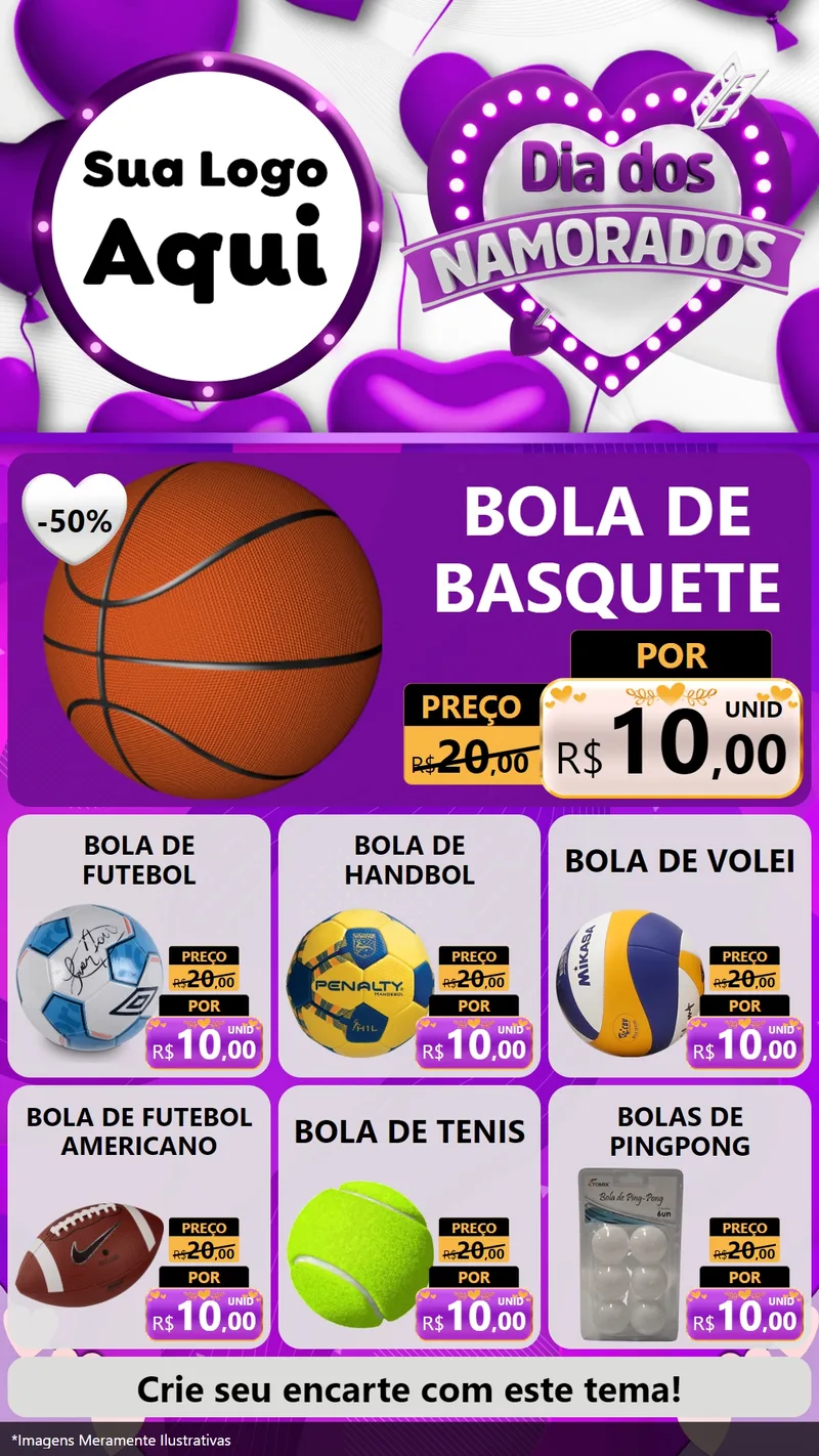 Modelo de Rede Social para Stories com o tema Dia dos Namorados para Artigos Esportivos