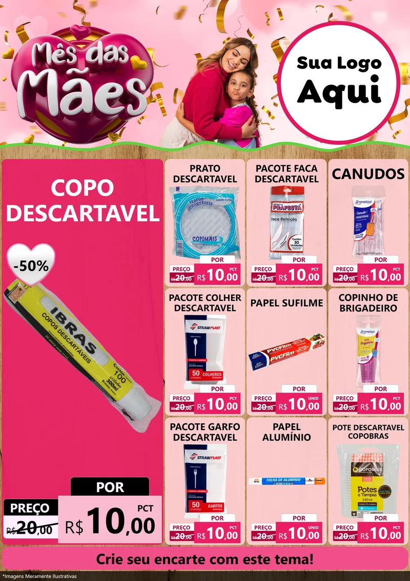 Modelo de Encarte para Encarte A4 Vertical com o tema Mês das Mães para Embalagens