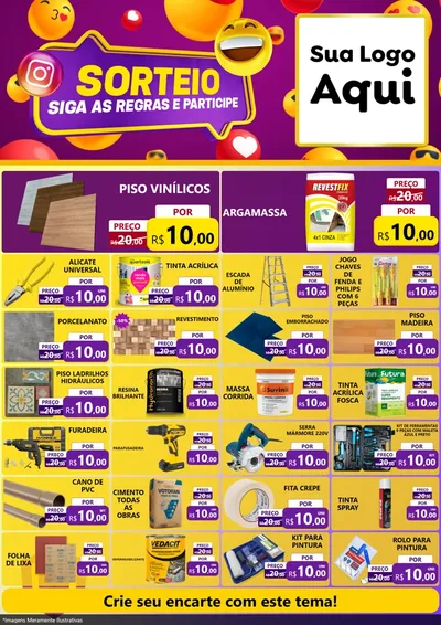 Modelo de Encarte para Encarte A4 Vertical com o tema Sorteio para Material para Construção