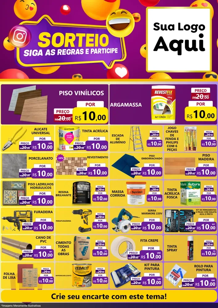 Modelo de Encarte para Encarte A4 Vertical com o tema Sorteio para Material para Construção