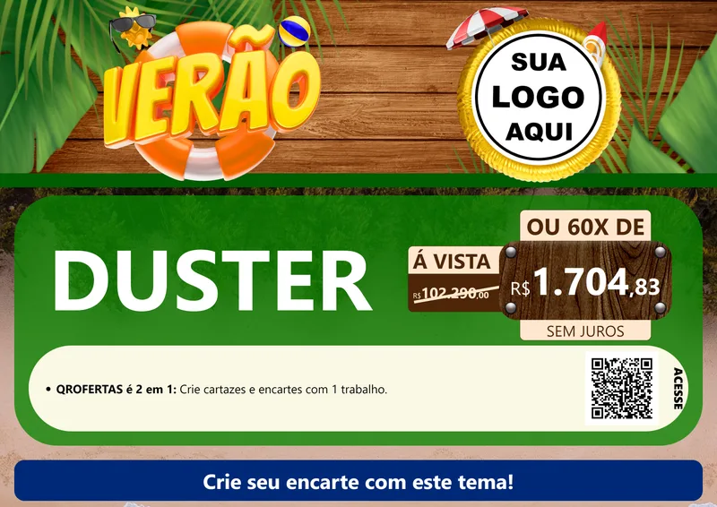 Modelo de Cartaz para Cartaz A4 Horizontal com o tema Verão para Concessionaria de Carros