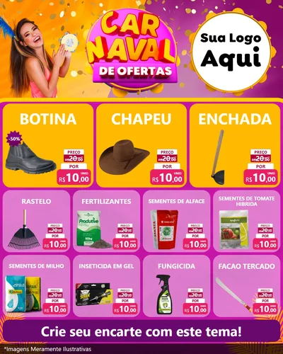 Modelo de Rede Social para Feed Instagram com o tema Carnaval de Ofertas para Agropecuária