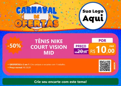 Modelo de Cartaz para Cartaz A4 Horizontal com o tema Carnaval de Ofertas para Calçados