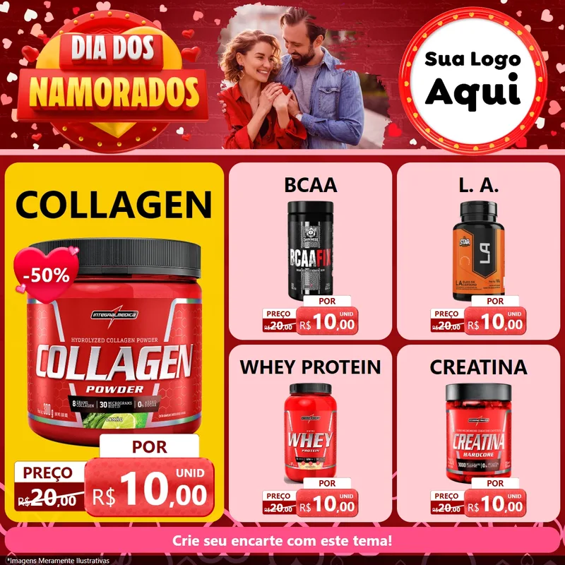 Modelo de Rede Social para Feed Facebook com o tema Dia Dos Namorados para Suplementos alimentares