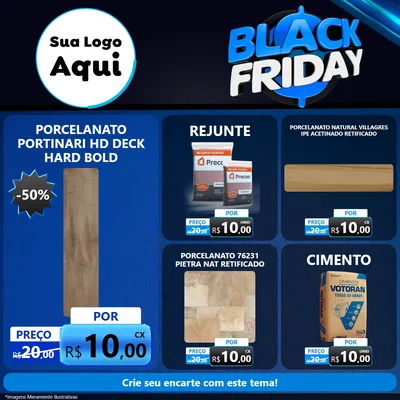 Modelo de Rede Social para Feed Facebook com o tema Black Friday para Pisos e revestimentos