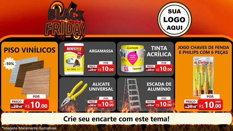 Modelo de TV para TV Horizontal com o tema Black Friday para Material para Construção