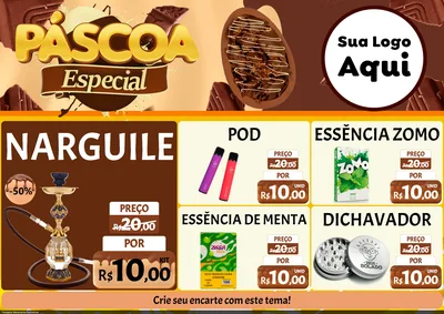 Modelo de Encarte para Encarte A4 Horizontal com o tema Páscoa Especial para Tabacaria