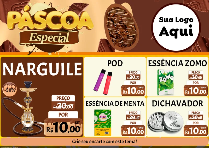 Modelo de Encarte para Encarte A4 Horizontal com o tema Páscoa Especial para Tabacaria