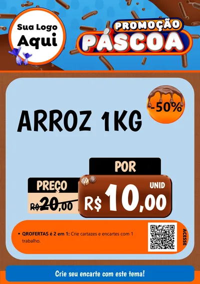 Modelo de Cartaz para Cartaz A4 Vertical com o tema Promoção Páscoa para Supermercado