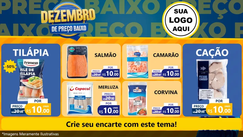 Modelo de TV para TV Horizontal com o tema Dezembro de Preço Baixo para Peixaria