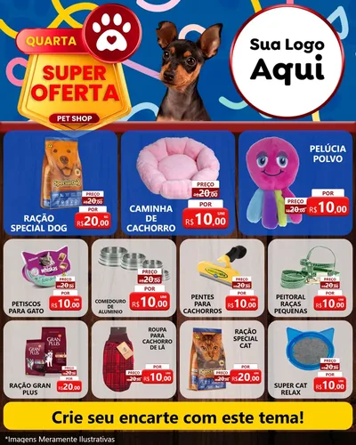 Modelo de Rede Social para Feed Instagram com o tema Quarta Super Oferta Pet Shop para Pet Shop
