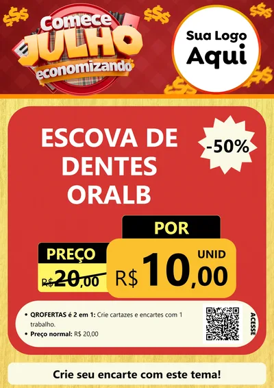 Modelo de Cartaz para Cartaz A4 Vertical com o tema Comece Julho Economizando para Higiene Pessoal