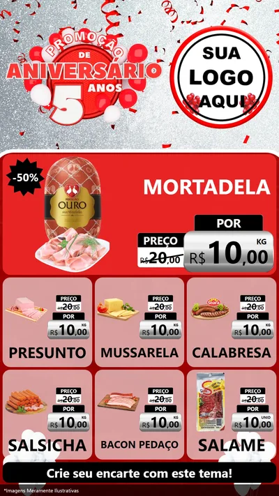 Modelo de Rede Social para Stories com o tema Promoção de Aniversário - 5 Anos para Frios e Laticínios