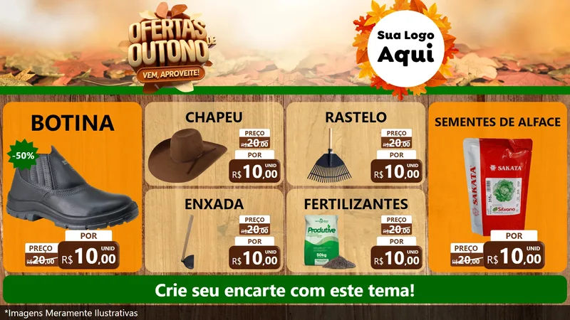 Modelo de TV para TV Horizontal com o tema Ofertas de Outono - Vem, Aproveite! para Agropecuária