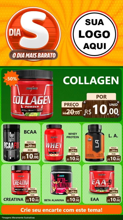 Modelo de Rede Social para Stories com o tema Dia S - O Dia Mais Barato para Suplementos alimentares