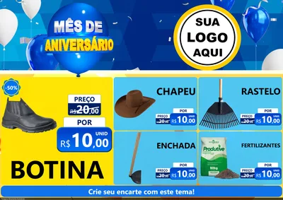 Modelo de Encarte para Encarte A4 Horizontal com o tema Mês de Aniversário para Agropecuária