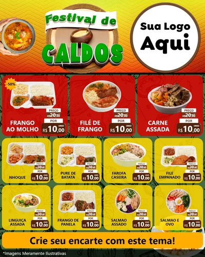 Modelo de Rede Social para Feed Instagram com o tema Festival de Caldos para Restaurante