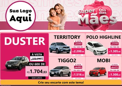 Modelo de Encarte para Encarte A4 Horizontal com o tema Super Dia Das Mães para Concessionaria de Carros