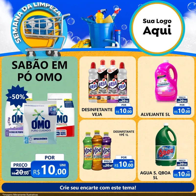 Modelo de Rede Social para Feed Facebook com o tema Semana Da Limpeza para Produtos de Limpeza