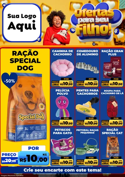Modelo de Encarte para Encarte A4 Vertical com o tema Ofertas Para Seu Filho! para Pet Shop