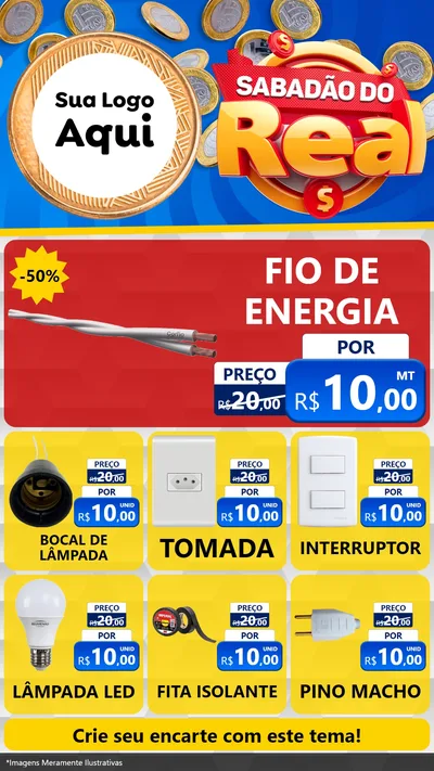 Modelo de Rede Social para Stories com o tema Sabadão do Real para Materiais Elétricos