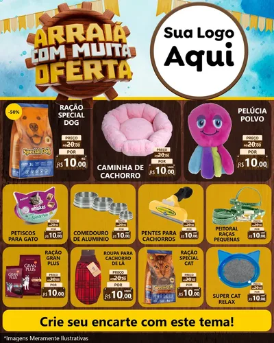 Modelo de Rede Social para Feed Instagram com o tema Ofertas de São João - Junina para Pet Shop