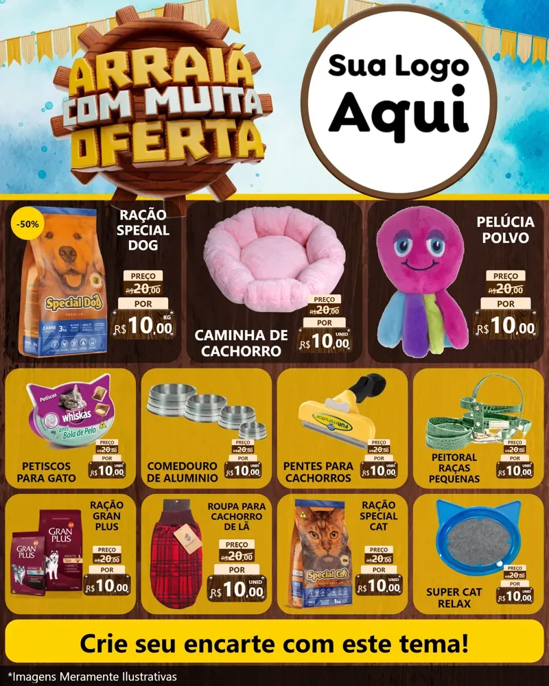 Modelo de Rede Social para Feed Instagram com o tema Ofertas de São João - Junina para Pet Shop