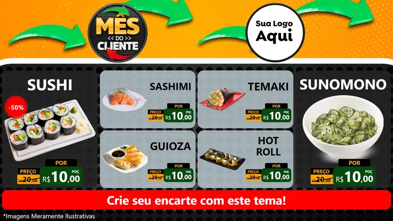 Modelo de TV para TV Horizontal com o tema Mês do Cliente para Comida japonesa