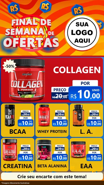 Modelo de Rede Social para Stories com o tema Final de Semana de Ofertas para Suplementos alimentares