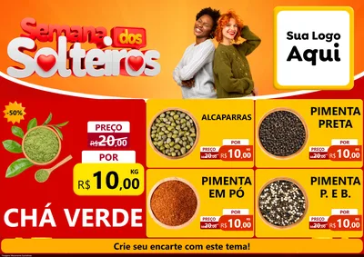 Modelo de Encarte para Encarte A4 Horizontal com o tema Semana dos Solteiros para Produtos Naturais