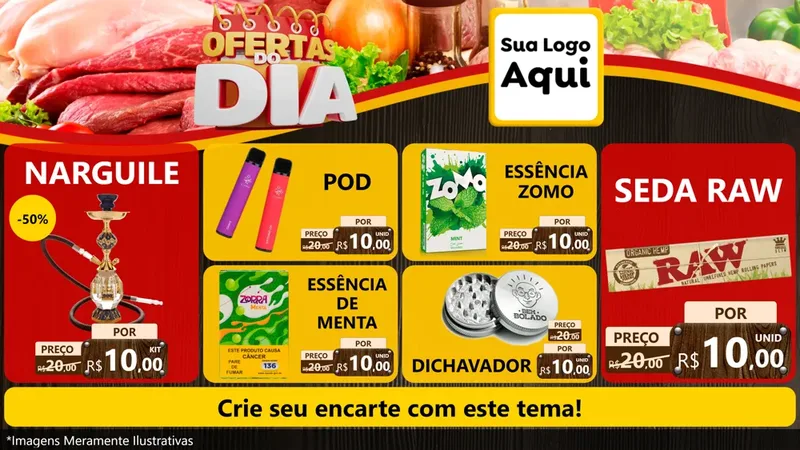 Modelo de TV para TV Horizontal com o tema Ofertas do Dia para Tabacaria