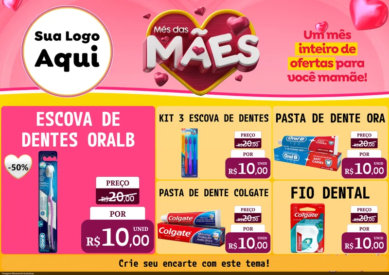 Modelo de Encarte para Encarte A4 Horizontal com o tema Mês das Mães para Higiene Pessoal