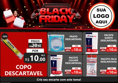 Modelo de Encarte para Encarte A4 Horizontal com o tema Black Friday para Embalagens