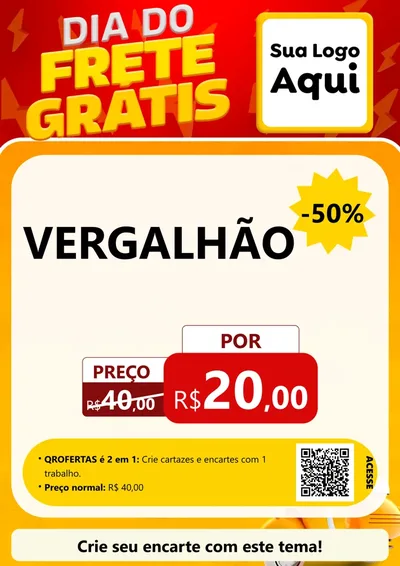 Modelo de Cartaz para Cartaz A4 Vertical com o tema Dia do Frete Grátis para Ferragens
