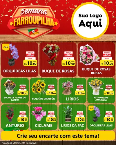 Modelo de Rede Social para Feed Instagram com o tema Semana Farroupilha para Floricultura e jardim