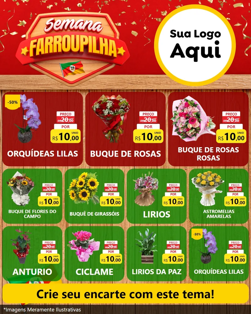 Modelo de Rede Social para Feed Instagram com o tema Semana Farroupilha para Floricultura e jardim