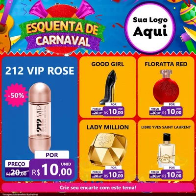 Modelo de Rede Social para Feed Facebook com o tema Esquenta de Carnaval para Perfumes