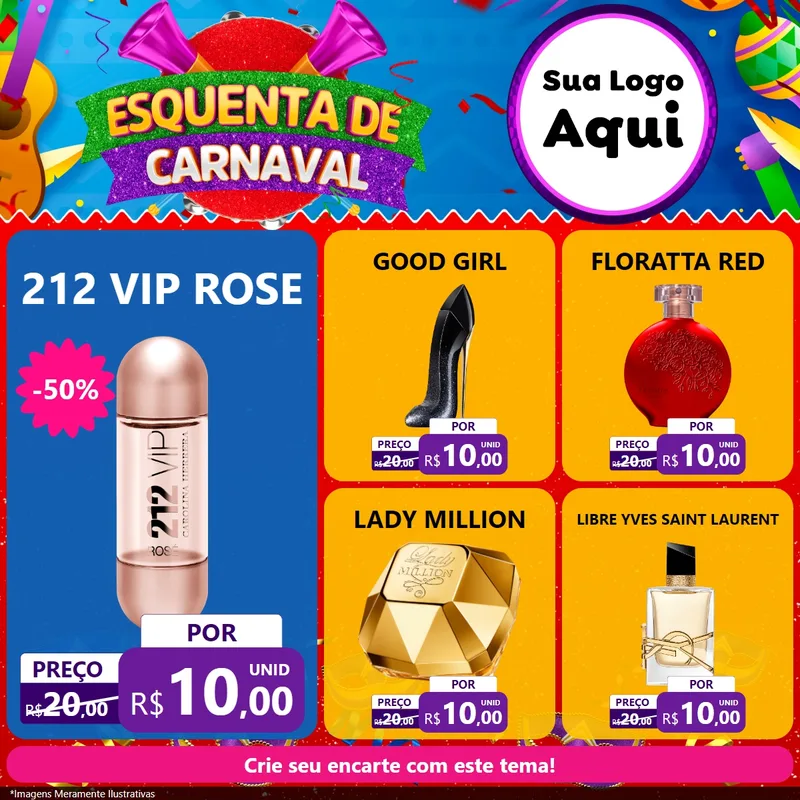 Modelo de Rede Social para Feed Facebook com o tema Esquenta de Carnaval para Perfumes